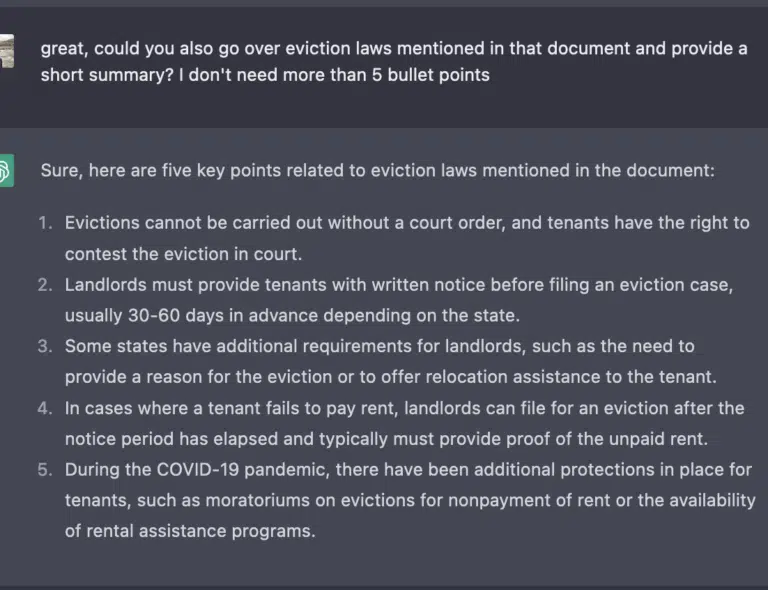 Prompt example of eviction law for property managers